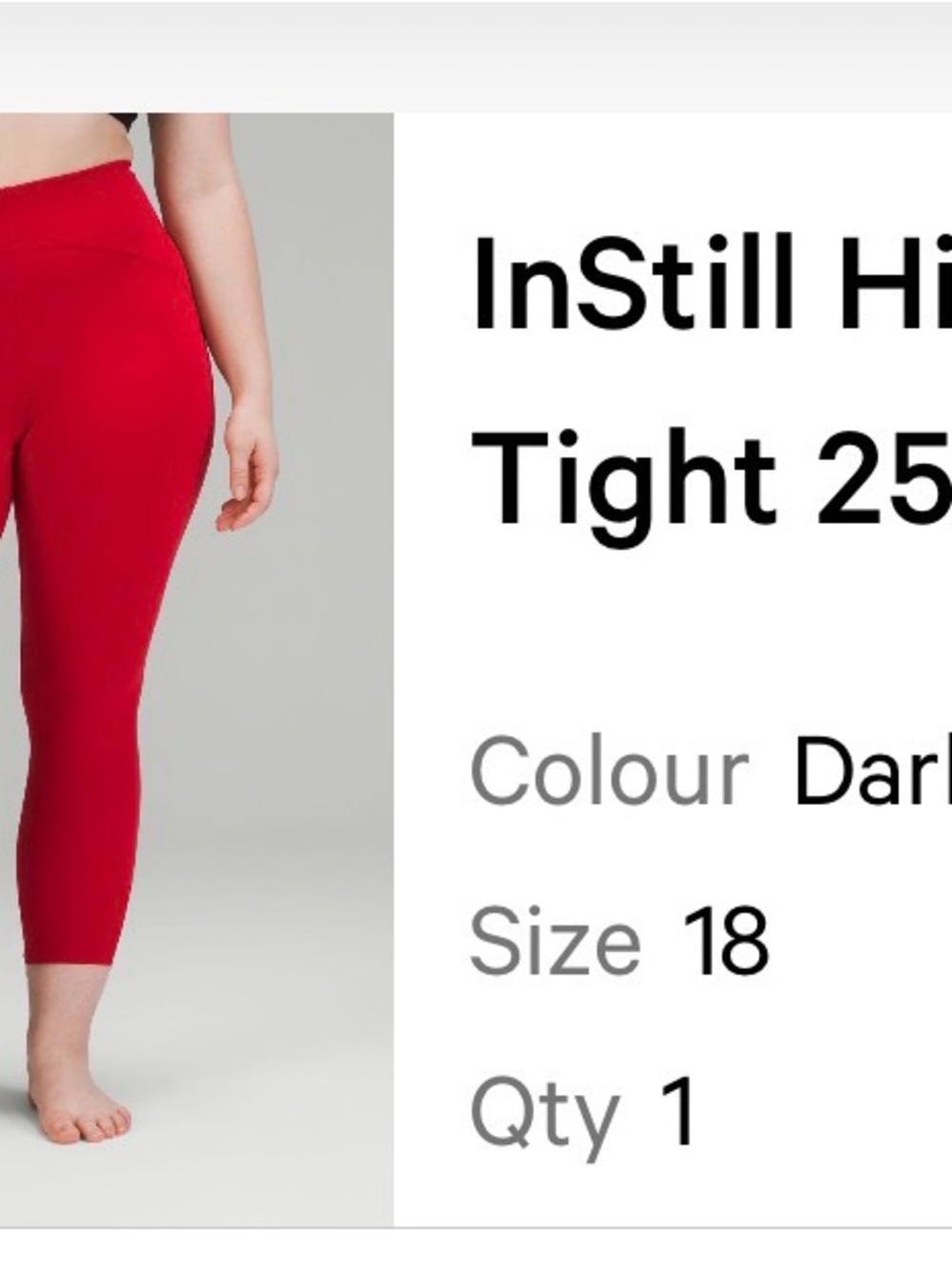 InStill High-Rise Tight 25" Crop Leggings - Dark Red